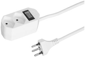 Steckdosenleiste COMPACT 1.5m 2×T13 mit Ausschalter, weiss