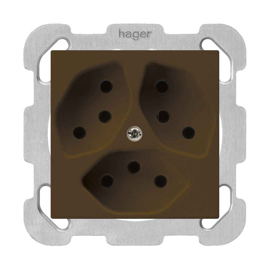 Prise ENC kallysto 3×T13 brun avec plaque de fixation