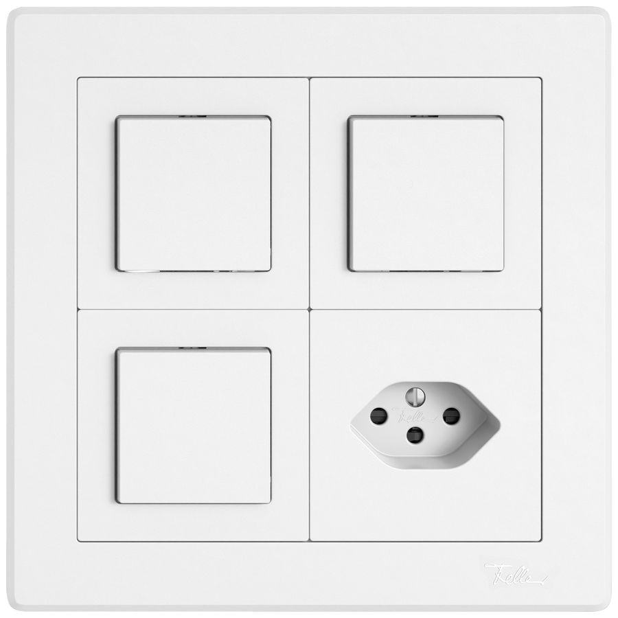 Combinaison ENC EDIZIO.liv SNAPFIX® 2×2 156×156mm 3×schéma 3/1L+1×T13 blanc