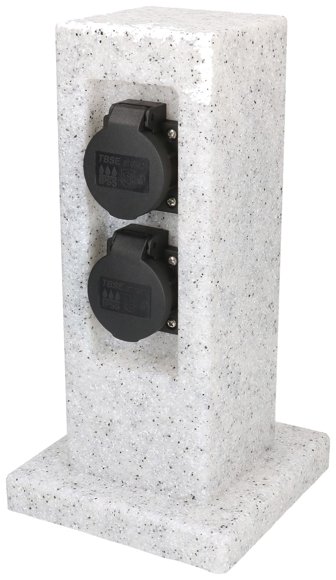 Presa multipla per giardino MH 2×T13 10A con timer design pietra bi