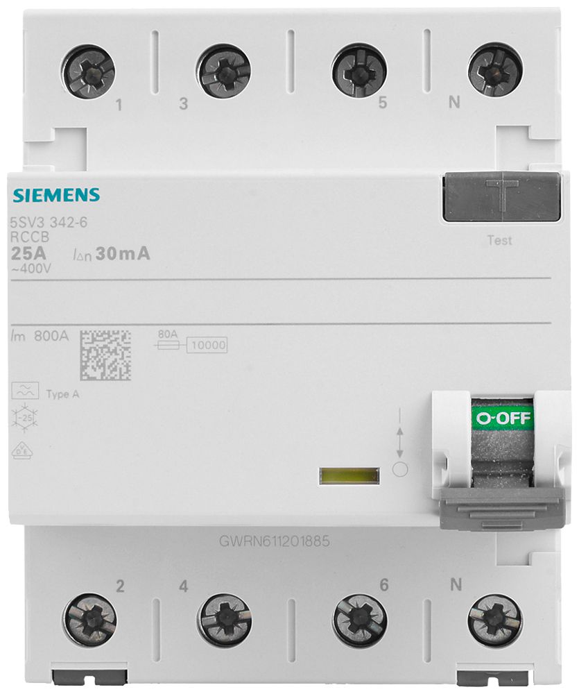 FI-Schutzschalter Siemens SENTRON 3LN 30mA/25A TypA