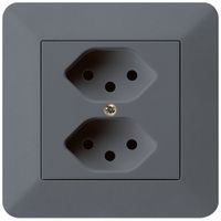 UP-Steckdose kallysto.trend 2×T13 anthrazit mit Kinderschutz