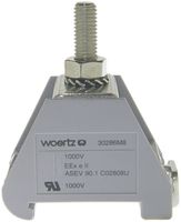 Morsetto di passaggio componibile Woertz 95mm² 200A 750V bullone 1×1 DIN 35mm bl