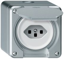 AP-Steckdose robusto 1×T23 16A 250V 86×86mm IP21 Aluminium