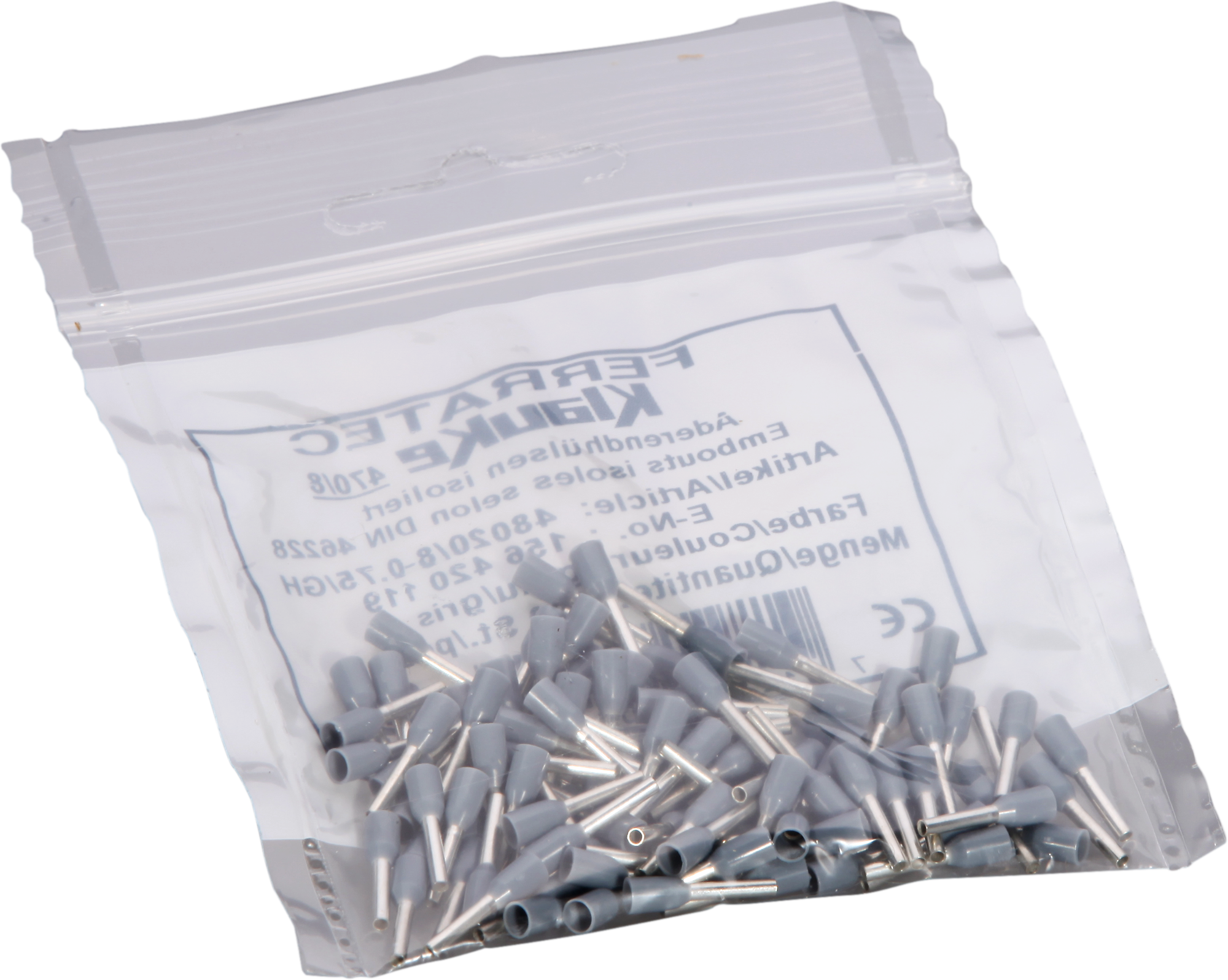 Aderendhülse Ferratec DIN isoliert 0.75mm²/8mm grau