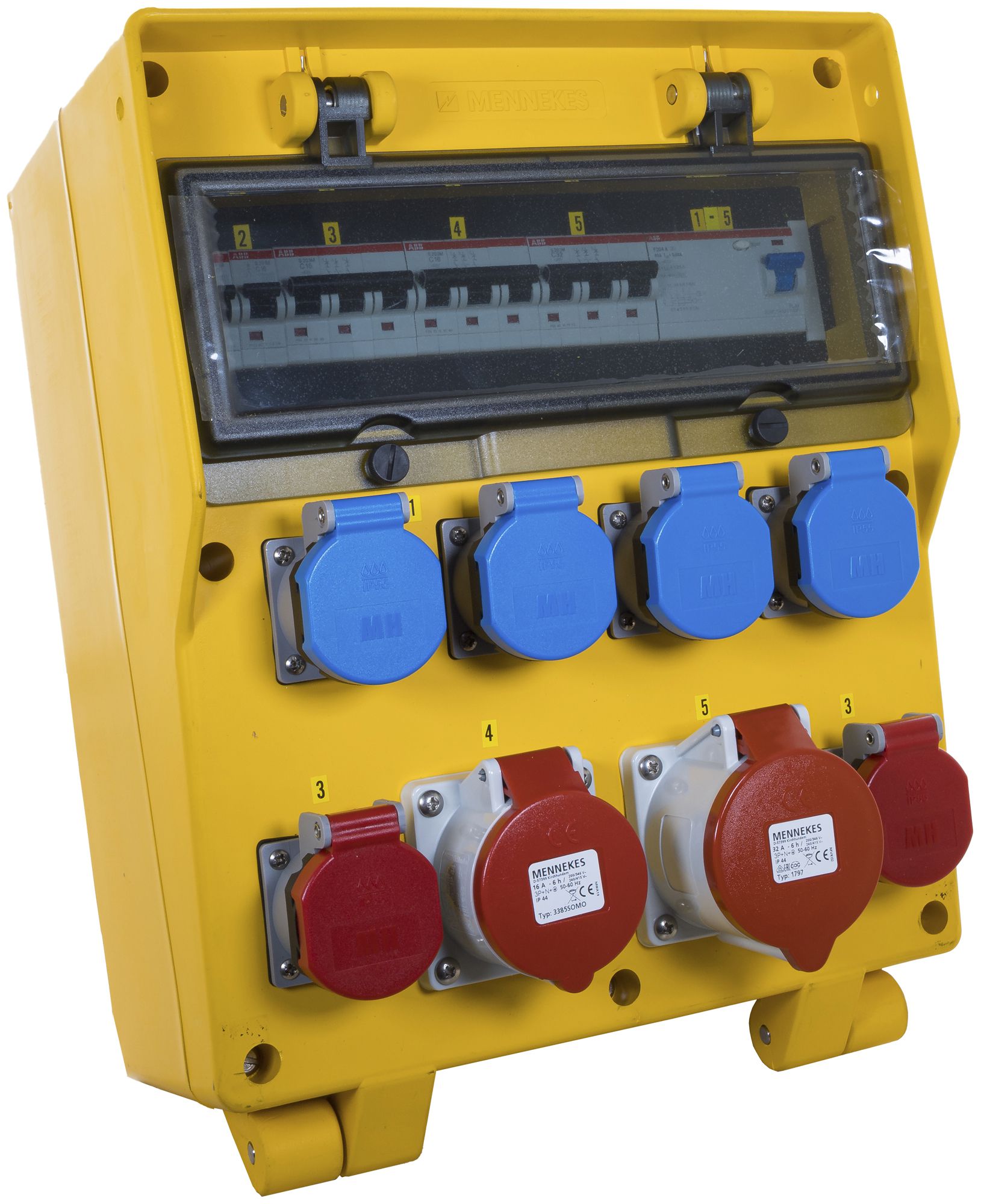 Stromverteiler EverGum 63A 30mA 1×CEE16 1×CEE32 4×T23 2×T25 IP44 gb