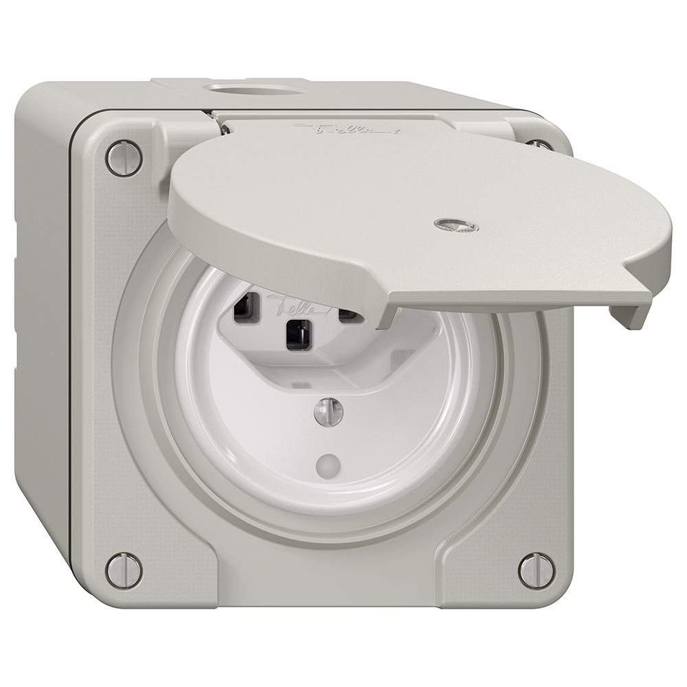 NAP-Steckdose NEVO, 1×T23, IP21, m.LED, lichtgrau