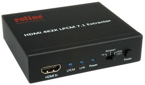 Audio-Extraktor ROLINE, HDMI → HDMI, 4K@30Hz, LPCM 7.1, TOSLINK, 4×3.5mm Klinke