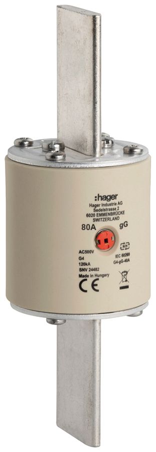 Fusibile HPC Hager SEV G4 500V AC 80A gG indicatore centrale