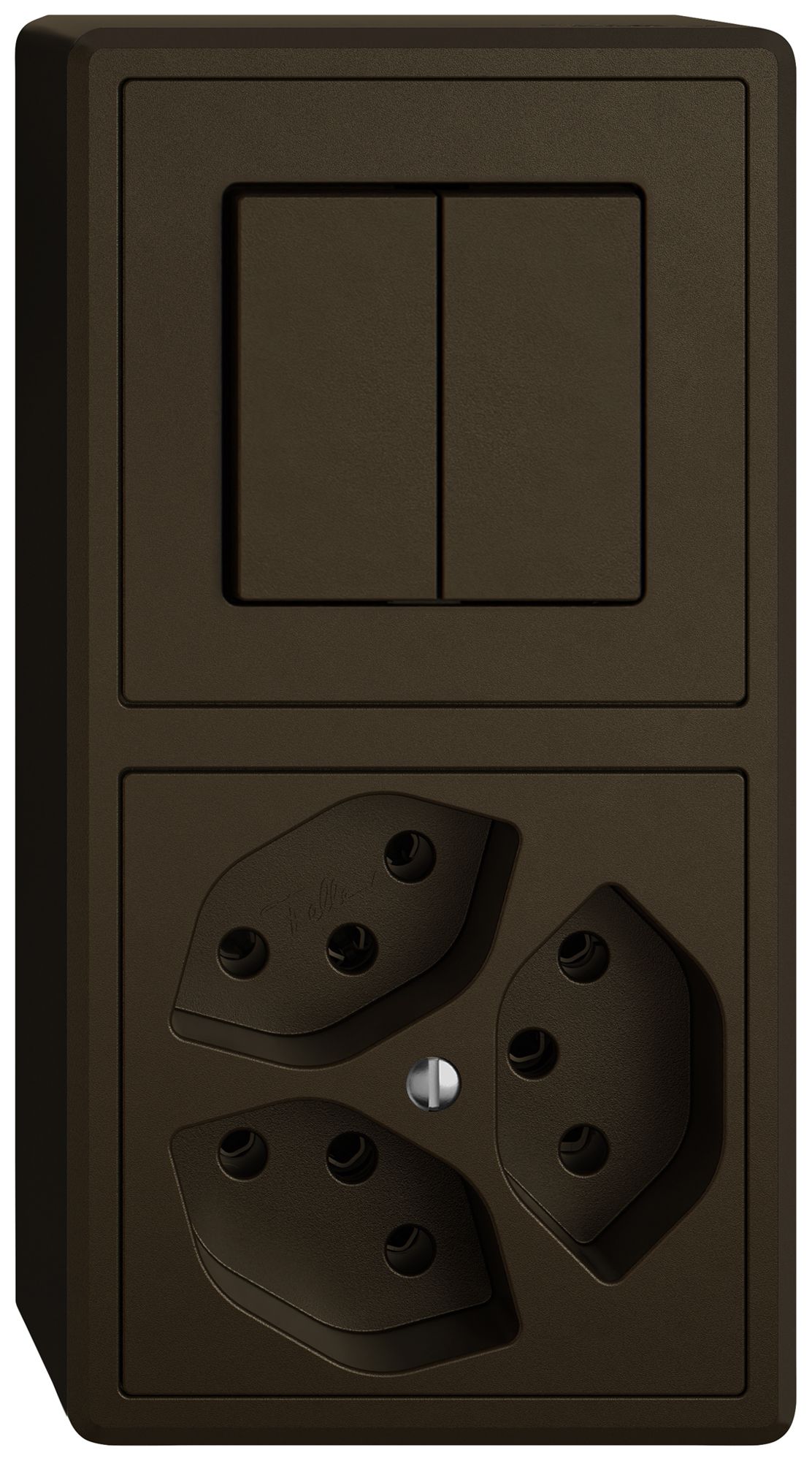 Combinazione AP EDIZIO.liv SNAPFIX® 2×1 140×74mm schema 1/3+3/1L+3×T13 marrone