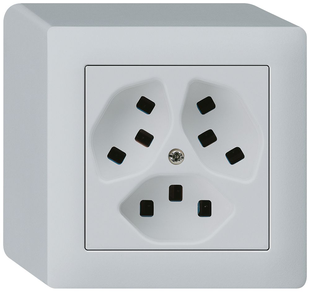 Prise AP Hager kallysto 3×T23 Q gris clair