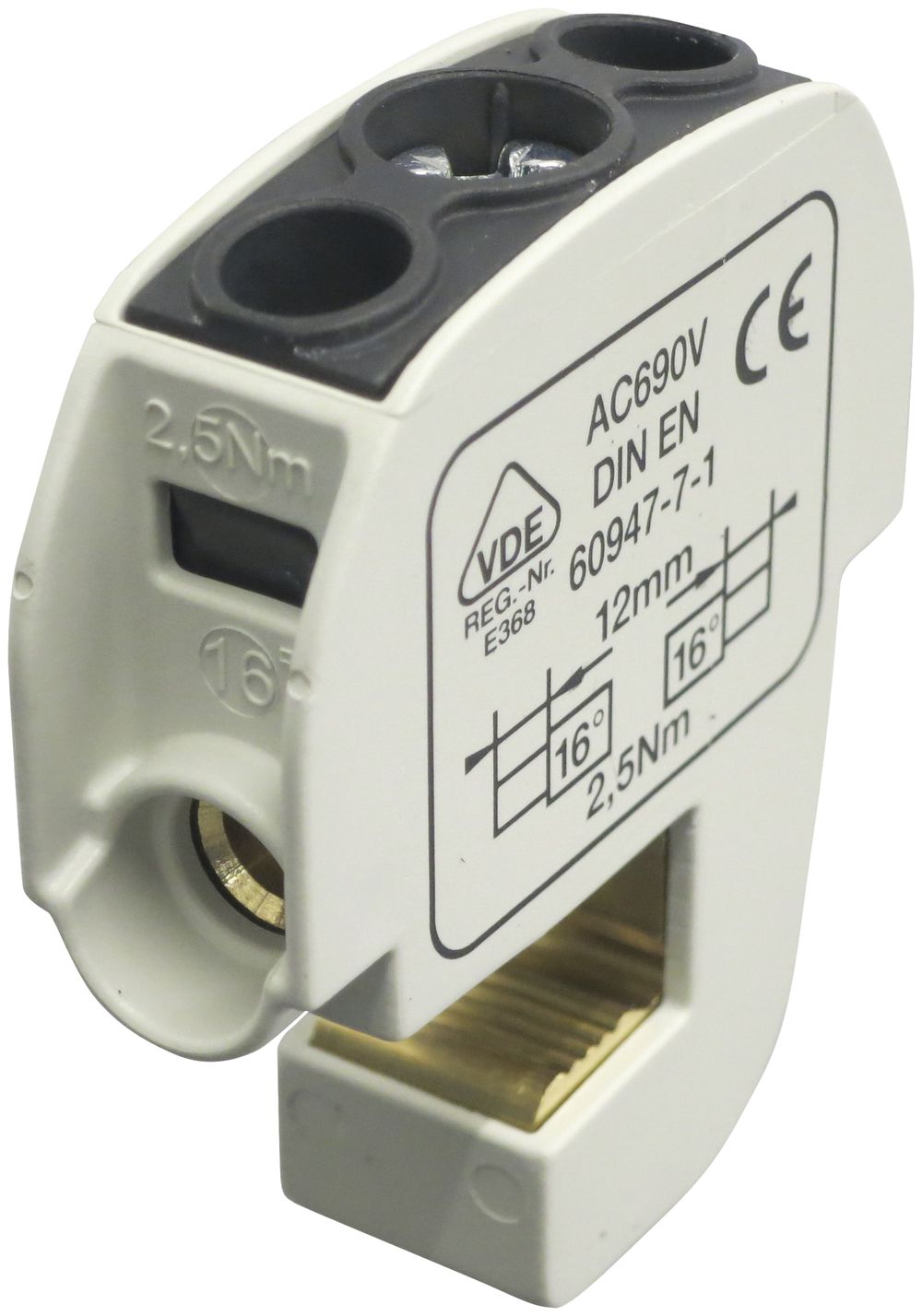 Bloc répartiteur type SA 2×16mm² 100A CU noir