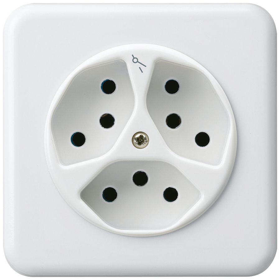 UP-Steckdose basico 3×Typ 13S weiss