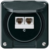 UP-Anschlussdose robusto IP55 schwarz 2×RJ45/u parallel für Kombination