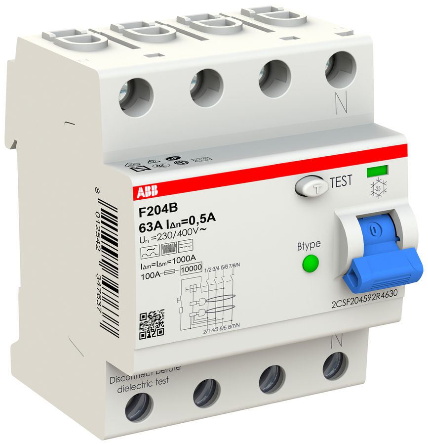 Fehlerstromschutzschalter ABB proM compact 4P 63A 500mA Typ B kurzzeitverzögert