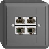 Prise AP 4×RJ45/s 4P sép.EDIZIOdue gris foncé ITplus