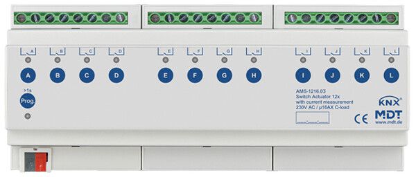 REG-Schaltaktor KNX MDT AMS-1216.03 12-Kan 16A 230VAC 12TE