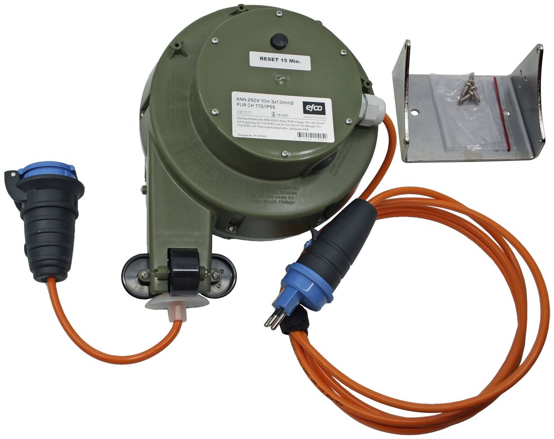 Enrouleur de câble automatique EFCO KNN T13/T13 10m×3x1mm² EPR/PUR IP54 vert