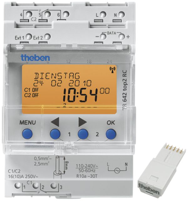 REG-Schaltuhr digital Theben TR 642 top2 RC