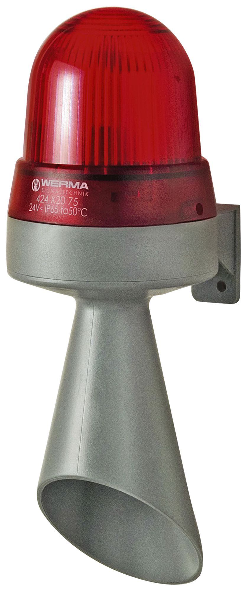 Hupe mit Blitzlicht 425 230VAC rot