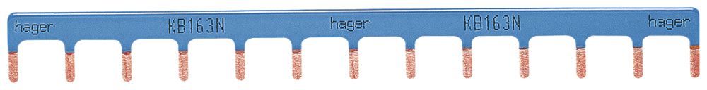 Kammschiene Hager 1P 1L Stift 10mm² 63A 195×12mm blau