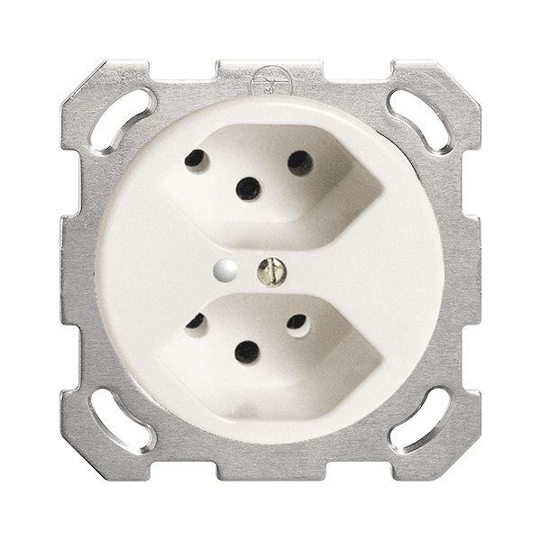 Prise ENC FH 2×T13 blanc, avec LED vert