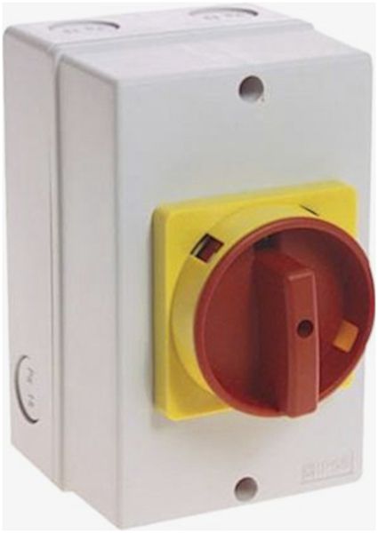 AP-Drehschalter AB 194E-Y63M-1756-6N, 63A 0/6L (0-1), Griff rot/gelb