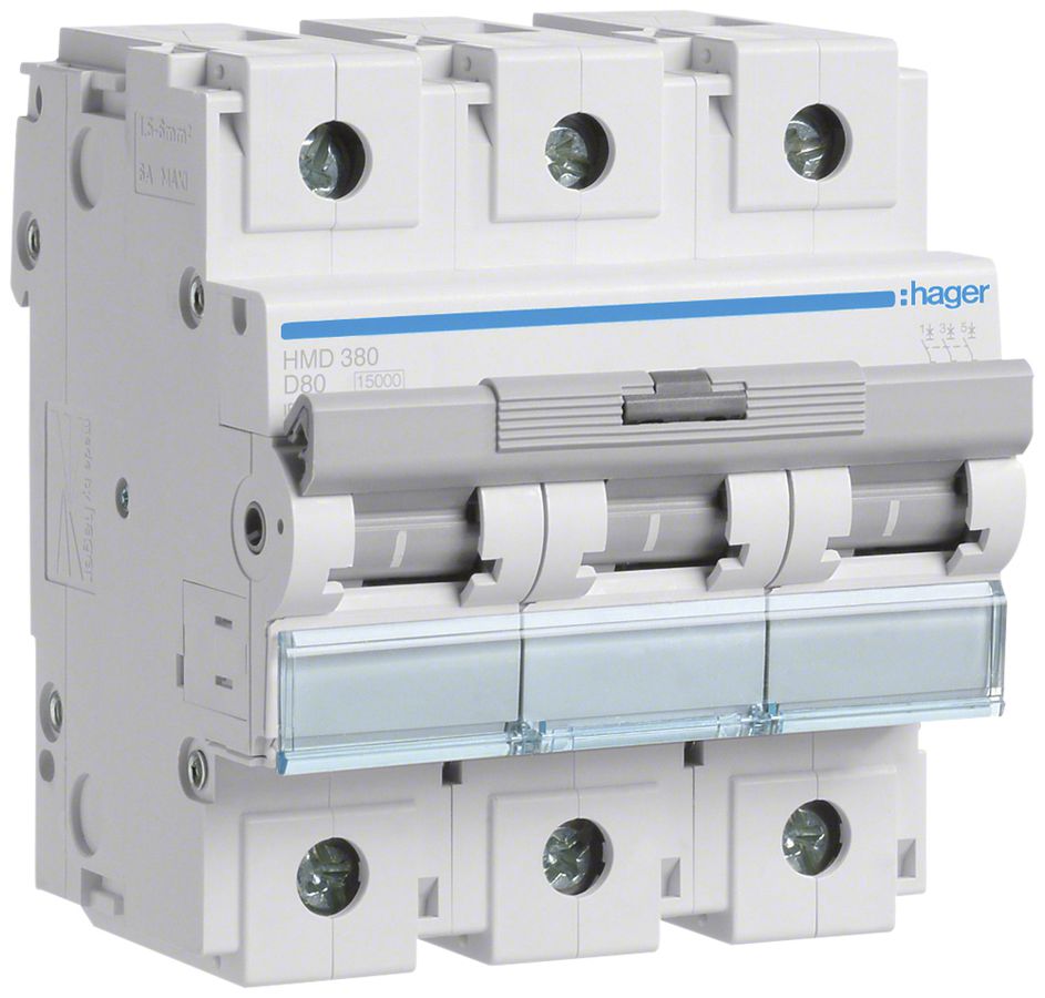 Disgiuntore Hager MCB 3P 230V tipo D 80A 4.5UM