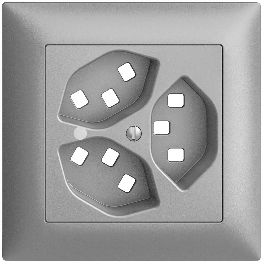 UP-Frontset EDIZIOdue silver 88×88mm 3×T23 mit Linse