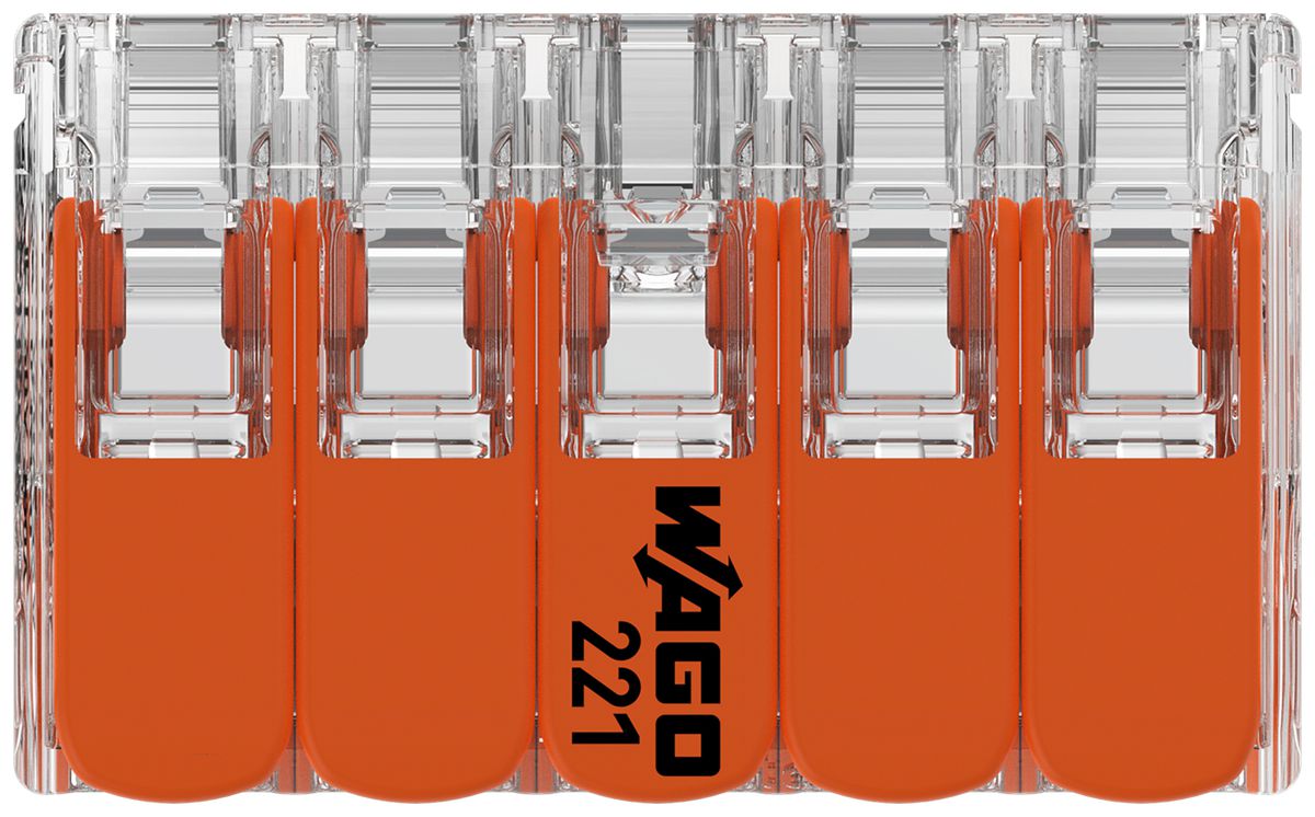 Verbindungsklemme WAGO 221 10×0.2…4mm² Hebel 32A 450V orange transparent