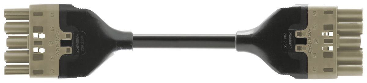 Verbindungsleitung Woertz 49345/C3 5×2.5mm² 400V 20A 8m gu Buchse Stecker Cca