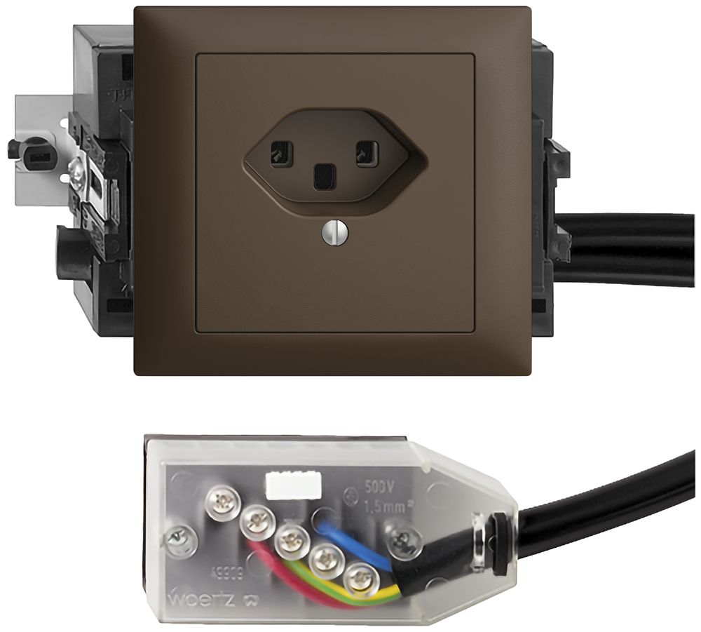 Prise INC EDIZIOdue T23 L2 coffee 49…69mm pour câble plat Technofil