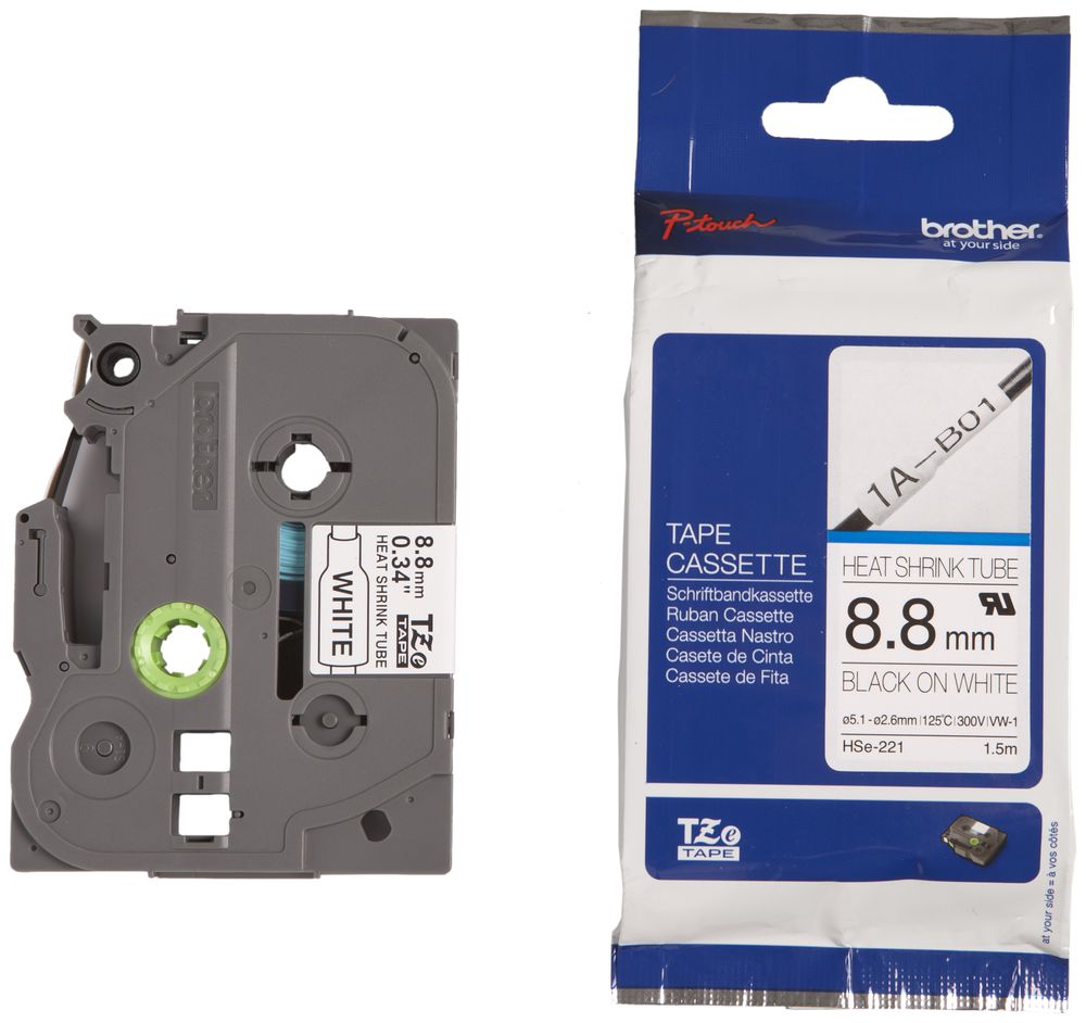 Gaine rétractable Brother HSE-221 1.5m×8.8mm Ø5.1…2.6mm marquage