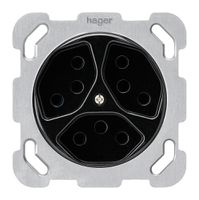 Insert pour prise ENC basico 3×type 13 avec plaque de fixation noir