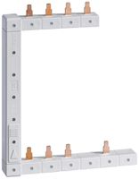 Kammschiene Hager 4P 3L Stift 10mm² 63A links L1L2L3N zu L1N-L2N-L3N weiss