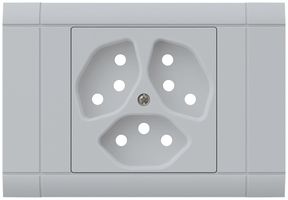 EB-Frontset kallysto für Einbausteckdose 3×Typ 13 Abdeckrahmen steckbar hellgrau