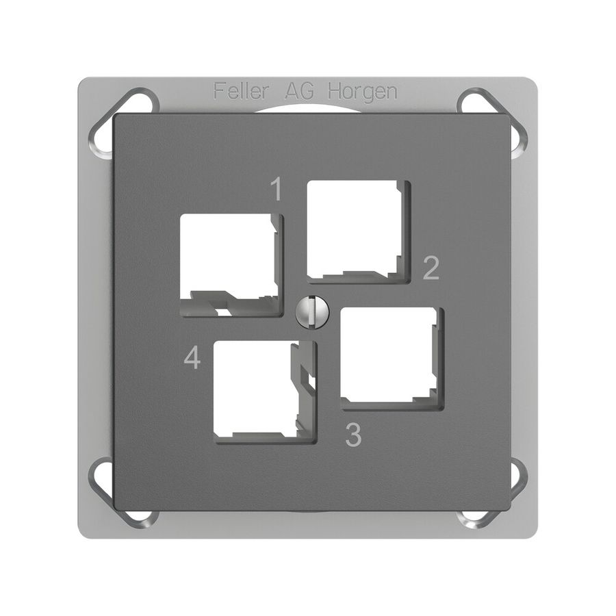 EB-Montageset Edue FM.TE EASYNET S-One, für 4×RJ45, geradeauslass, dunkelgrau