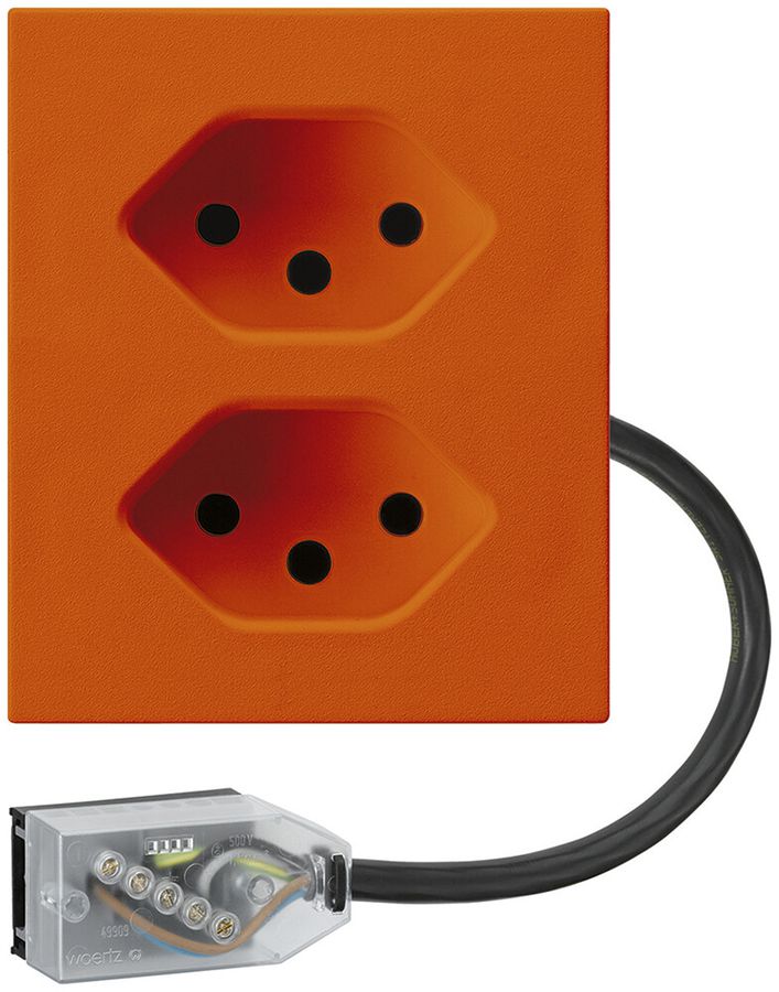 FLF-Steckdose Hager 2×Typ 13 mit Power-Dose L1 D orange