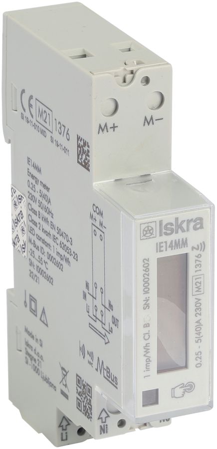 Compteur d'énergie numérique AMD ISKRA 1 phase MID 40A bidirectionnel M-Bus IR