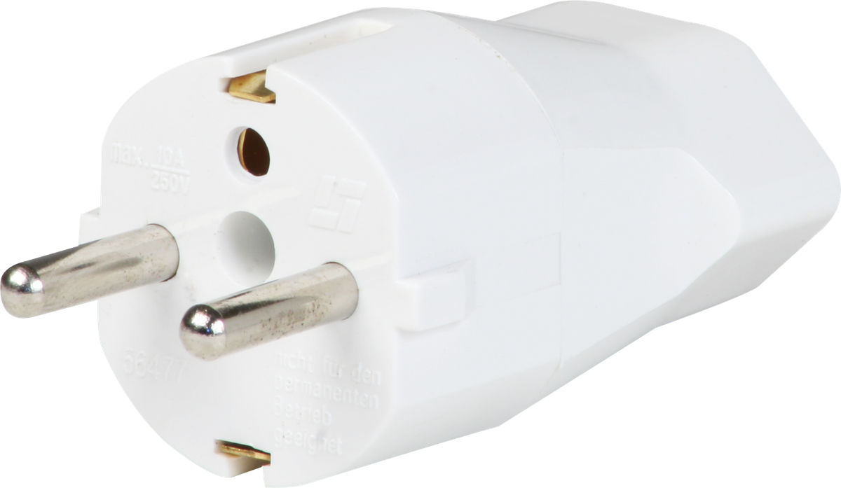 Übergangsstecker Schuko/T23 weiss