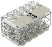 Morsetto di connessione WAGO 221 10×0.2…4mm² leva 32A 440V grigio trasparente
