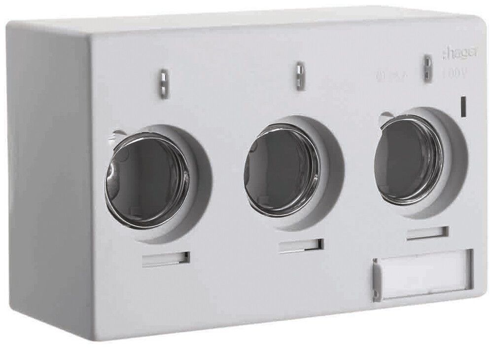 Portafusibile AP weber.uniline 3×25A DIN2 con copertura