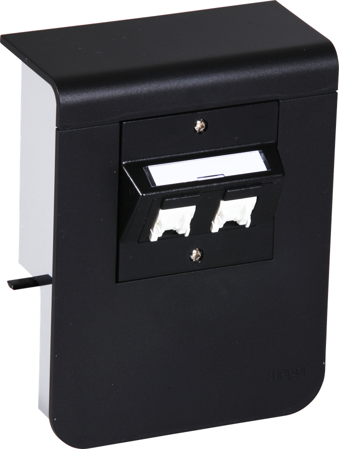 Geräteträger Hager für SL20080 schwarz 2×Kat.5e