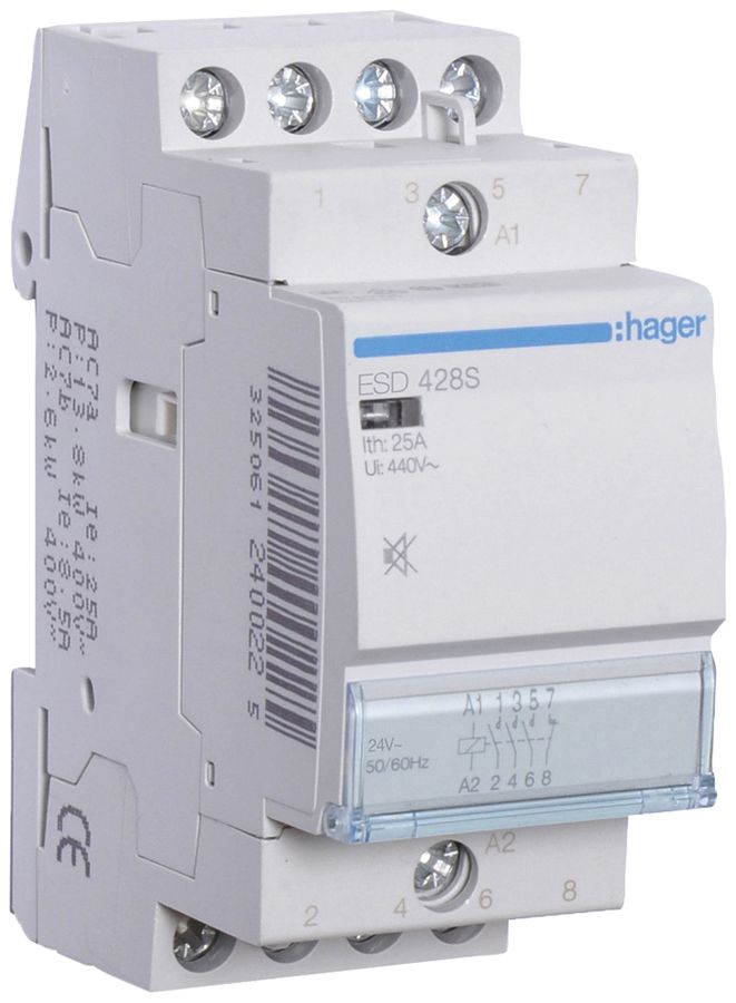 REG-Schütz Hager 24VAC 3 Schliesser 1 Öffner 25A brummfrei 2TE