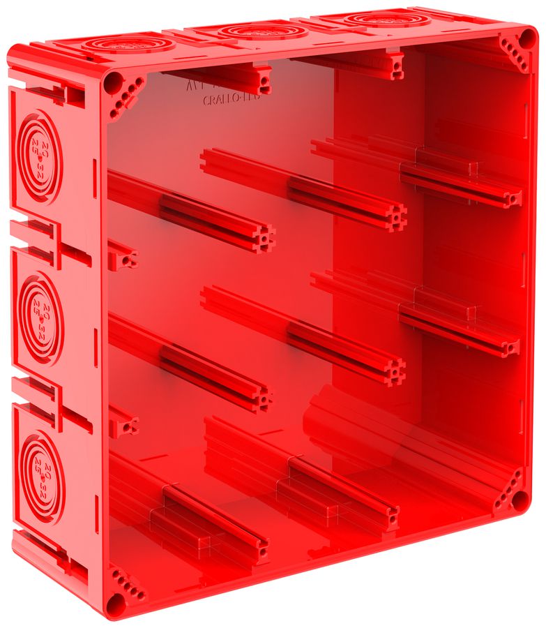 Einlasskasten CRALLO-LEU 198×198×73mm 3×3 Halogenfrei rot