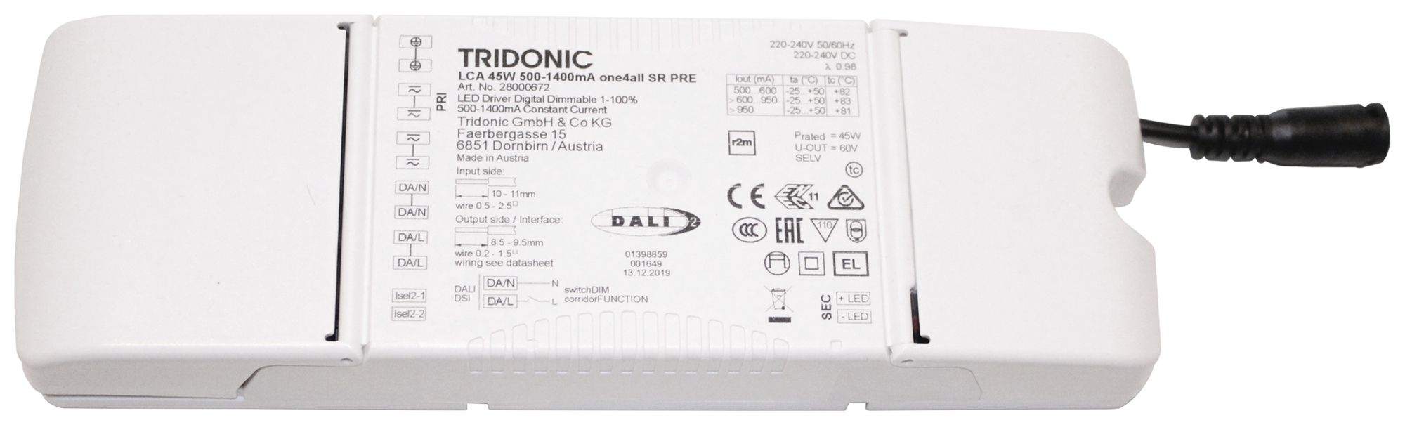 Alimentation LED Sylvania OptiClip 30.1…50.5W 60V 700mA DALI DSI VAR