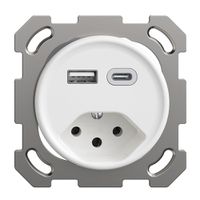 Presa INC USB tipo A+C + tipo 13 Feller STANDARDdue QM 230V 3000mA bianco