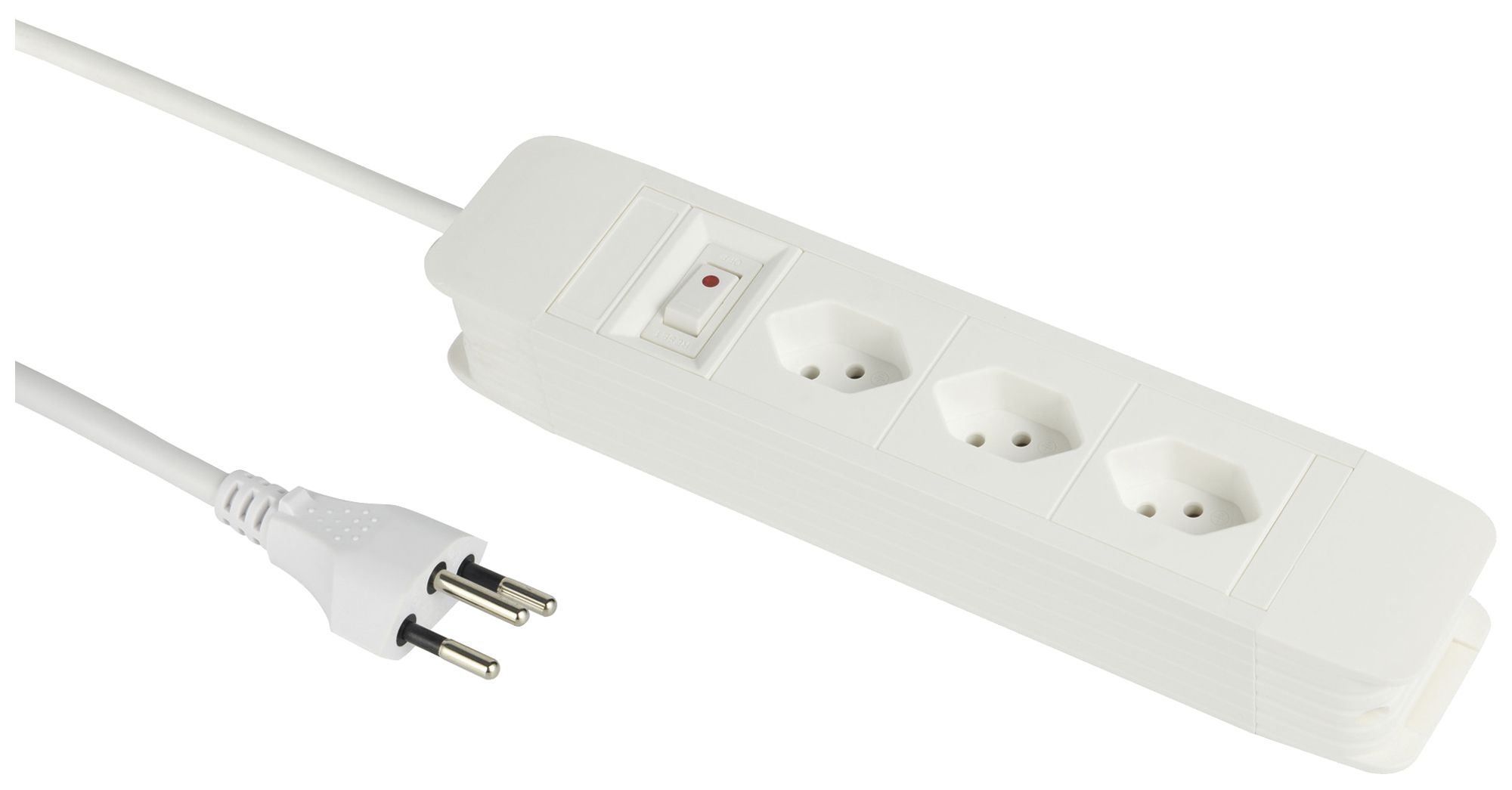 Prise multiple PRINCIPIO 3×type 13 horizontal câble 5m interrupteur blanc