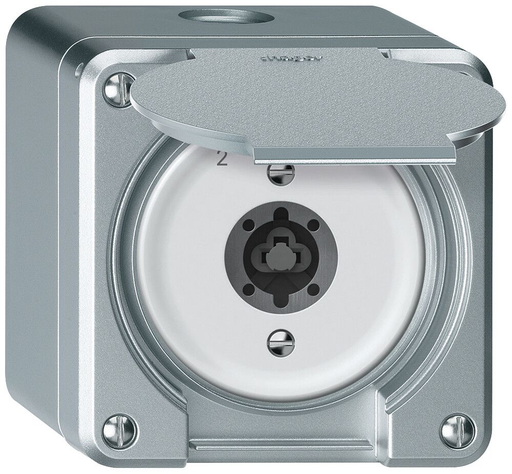 AP-Schlüsselschwenktaster robusto 1P 2NO 2CO 20A 250V 86×86mm Aluminium