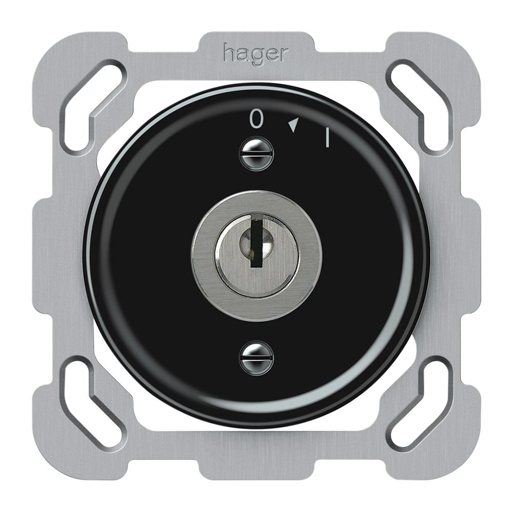 Poussoir pivotant ENC origin avec cylindre 1P 0<1 10A 230V 77×77mm noir